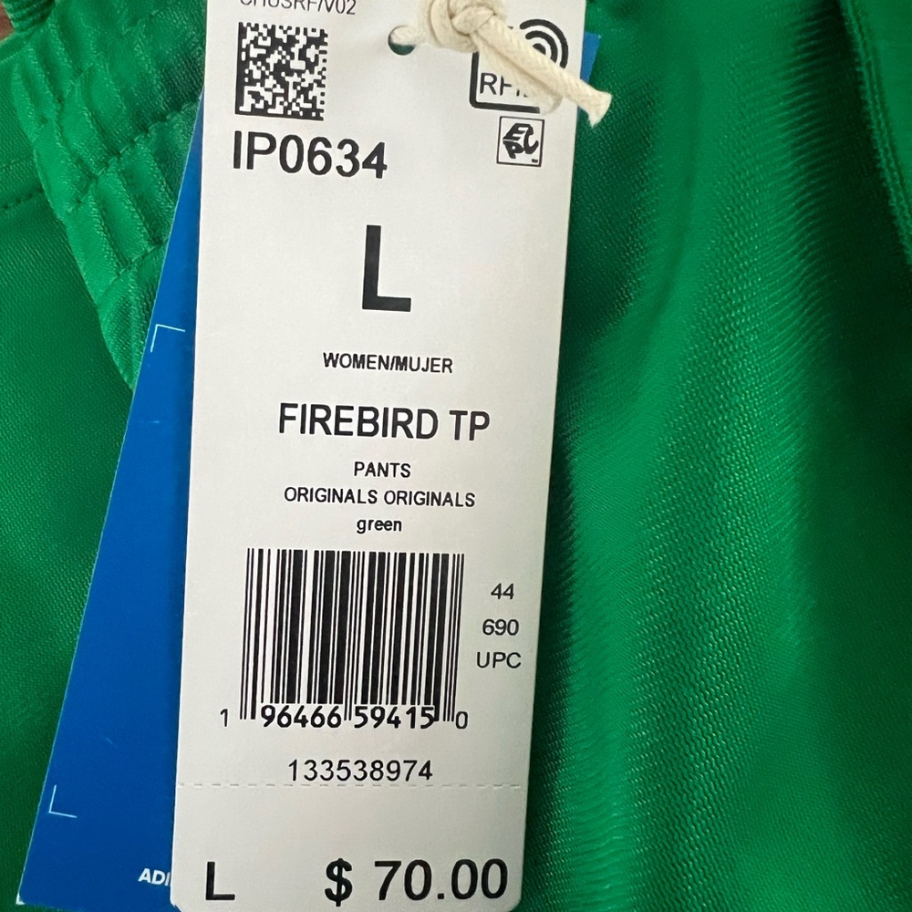 Adidas Green Track Pants with White Stripes